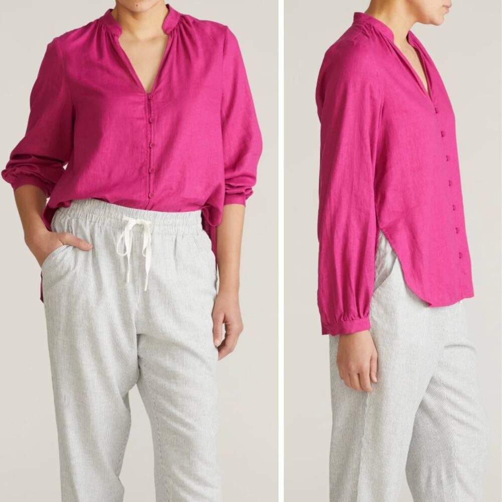 Universal Standard Avalon Linen Blend Lightweight Feminine Relaxed Blouse 18-20